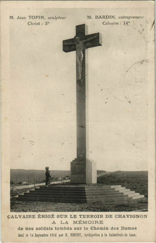 Carte postale ancienne Calvaire Erige sur le Terroir de Chavignon à Chavignon