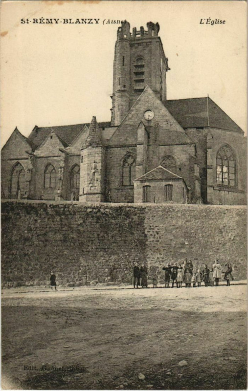 Carte postale ancienne Saint-Remy-Blanzy - L'Eglise à Saint-Rémy-Blanzy