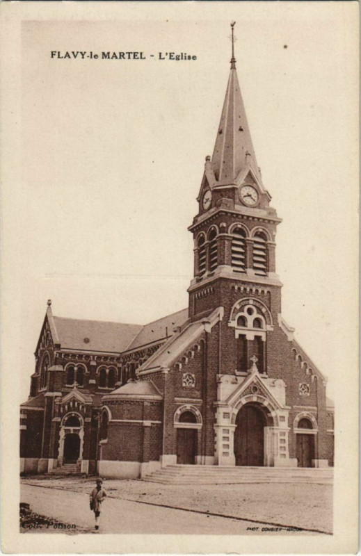 Carte postale ancienne Flavy-le-Martel - L'Eglise à Flavy-le-Martel