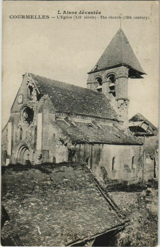 Carte postale ancienne Courmelles - L'Eglise à Courmelles