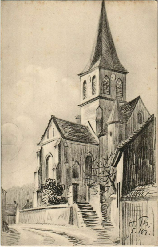 Carte postale ancienne Prouvais - L'Eglise - Kirche à Prouvais