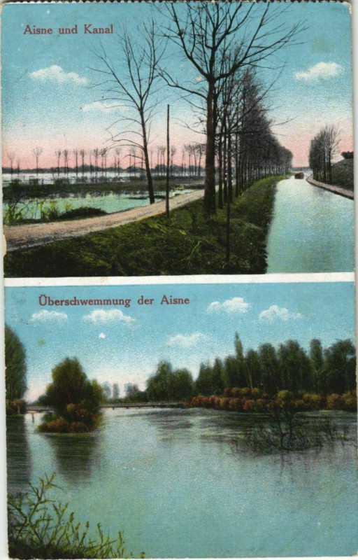 Carte postale ancienne Aisne und Kanal - Uberschwemmung der Aisne