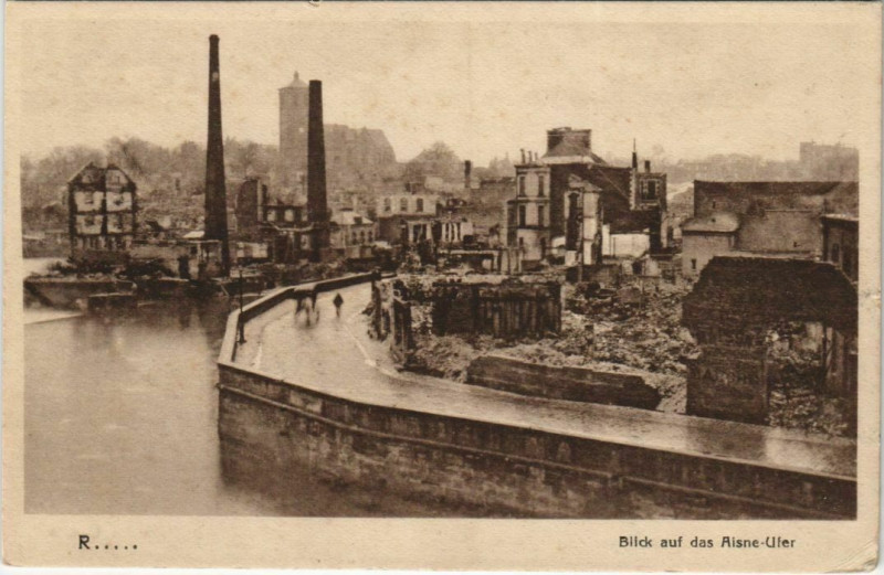 Carte postale ancienne Blick auf das Aisne-Ufer - Ruines