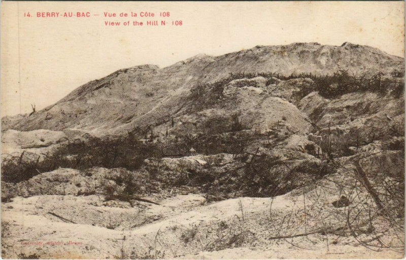 Carte postale ancienne Berry-au-Bac - Vue de la Cote 108 à Berry-au-Bac
