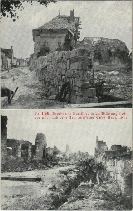 Carte postale ancienne La-Ville-aux-Bois - Street Scenes - Ruines