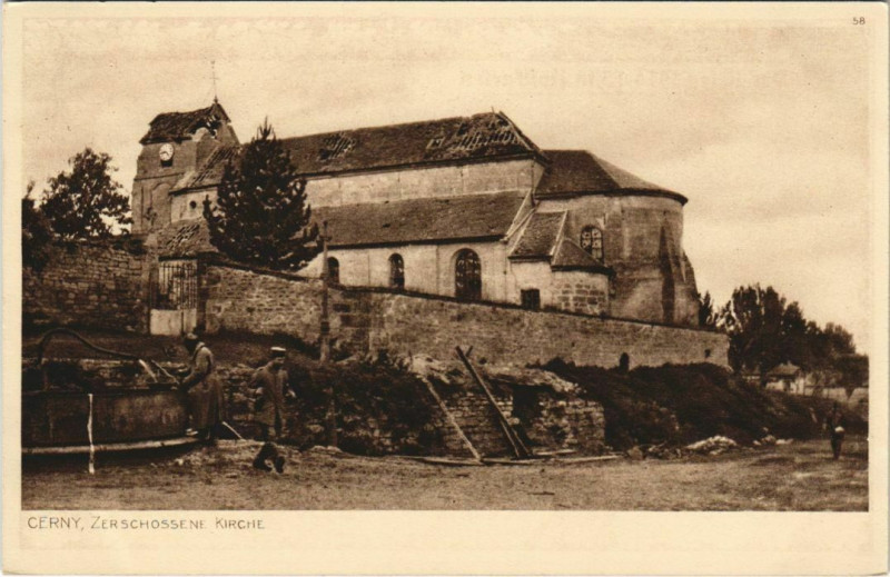 Carte postale ancienne Cerny - L'Eglise - Ruines