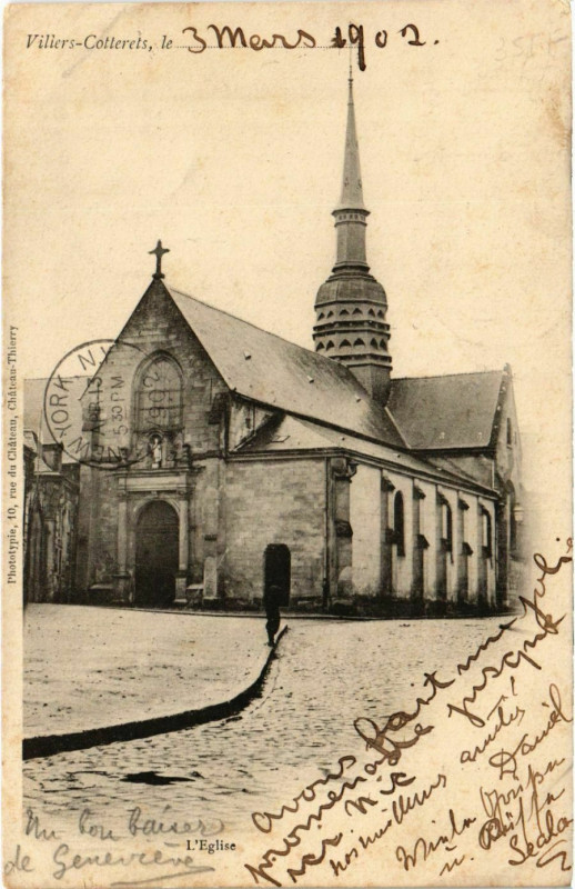 Carte postale ancienne Villers Cotterets L'Eglise