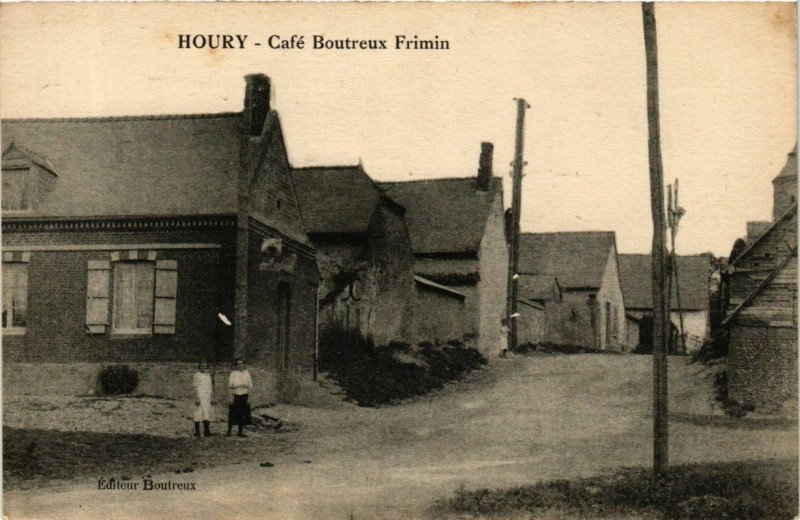 Carte postale ancienne Houry Café Boutreux Frimin à Houry