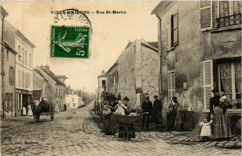 Carte postale ancienne Viels-Maisons Rue St. Martin à Viels-Maisons