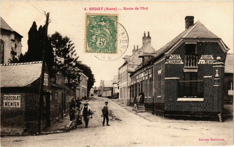 Carte postale ancienne Brissy Route de Moy
