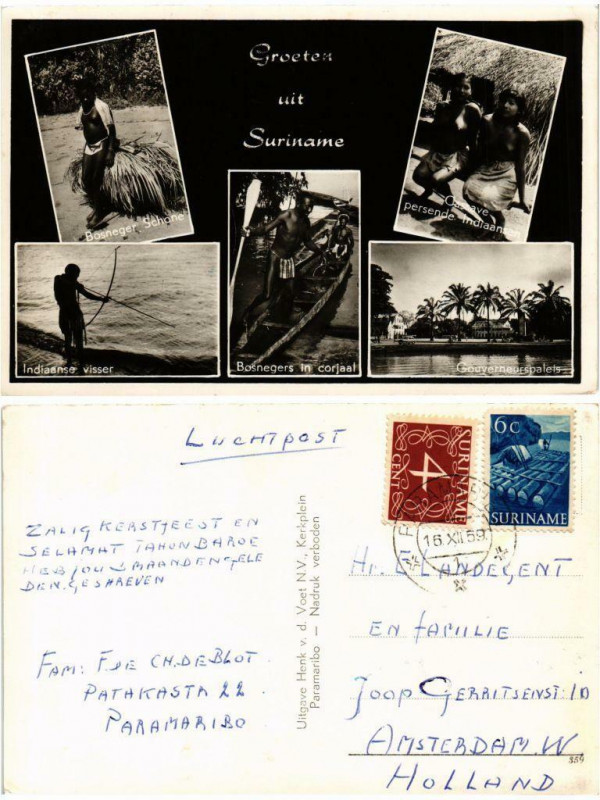 Carte postale ancienne Groeten uit Suriname . Suriname
