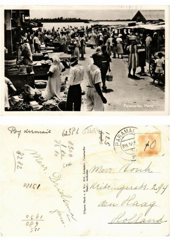 Carte postale ancienne Pc Suriname Paramaribo - Markt