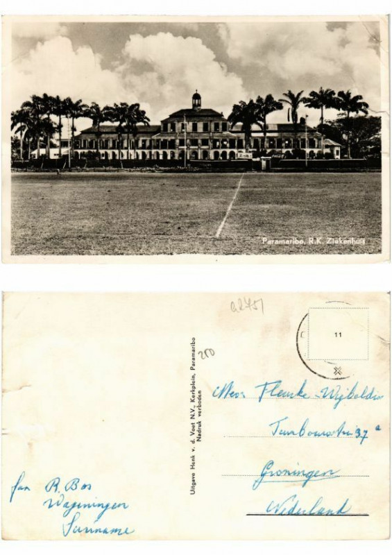 Carte postale ancienne Pc Suriname Paramaribo - R.K. Ziekenhuis