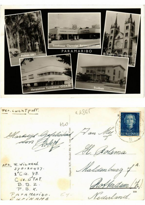 Carte postale ancienne Pc Suriname - Paramaribo