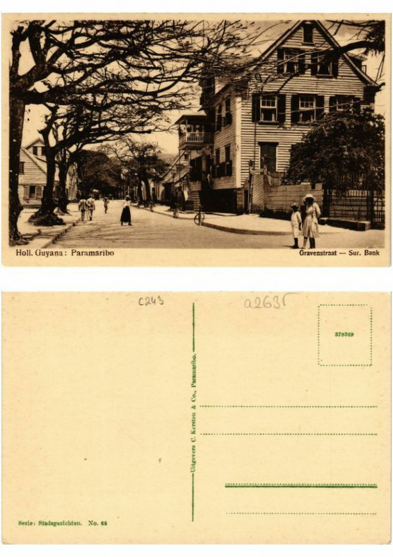 Carte postale ancienne Pc Suriname Paramaribo - Surin. Bank Gravenstraat