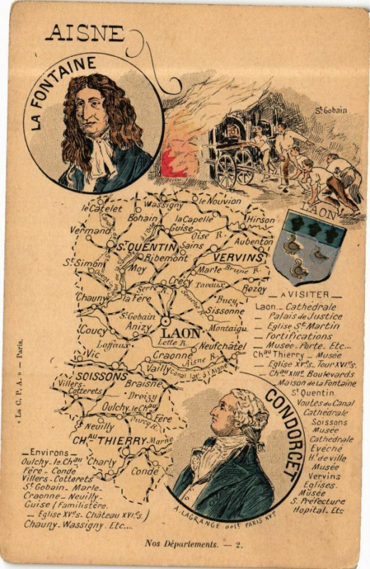 Carte postale ancienne Aisne Carte