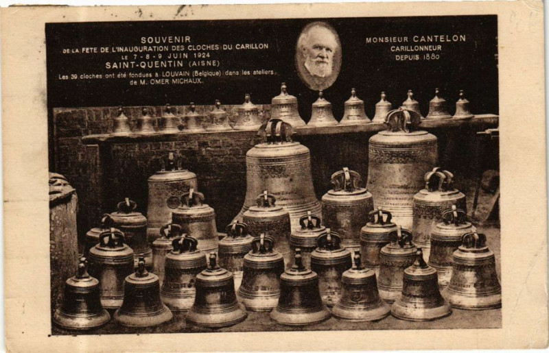 Carte postale ancienne Saint-Quentin de la f?te de l'Inaug. des cloches du carillon à Saint-Quentin