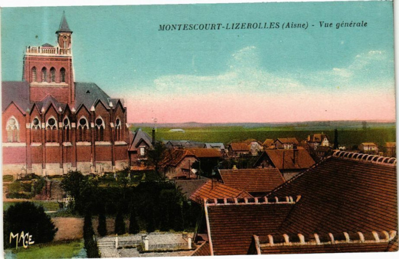 Carte postale ancienne Vue générale à Montescourt-Lizerolles