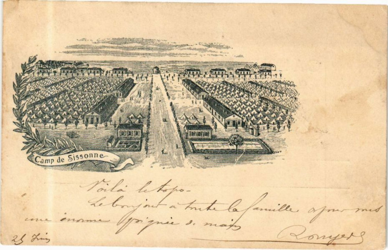 Carte postale ancienne Camp de Sissonne à Sissonne