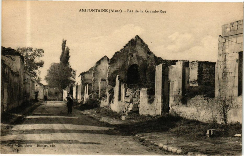 Carte postale ancienne Amifontaine Bas de la Grande-Rue à Amifontaine
