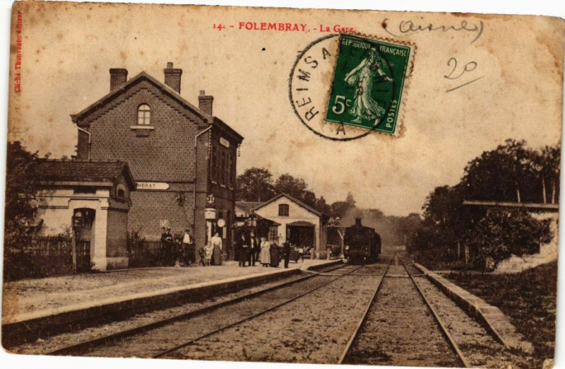 Carte postale ancienne Folembray La Gare à Folembray