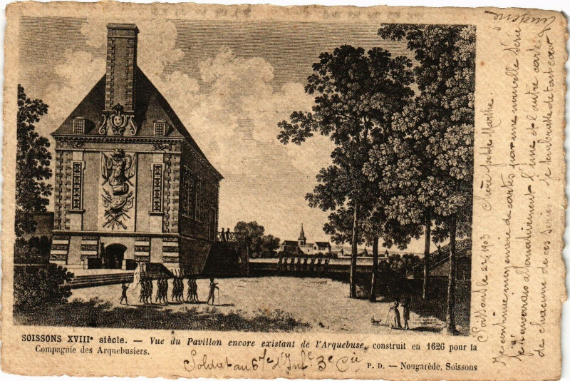 Carte postale ancienne Soissons Vue du pavillon encore à Soissons