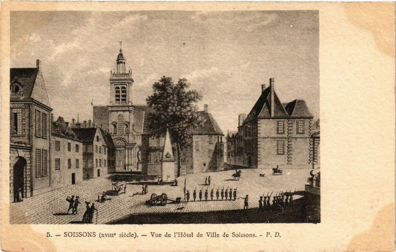 Carte postale ancienne Soissons Vue de l'hotel à Soissons