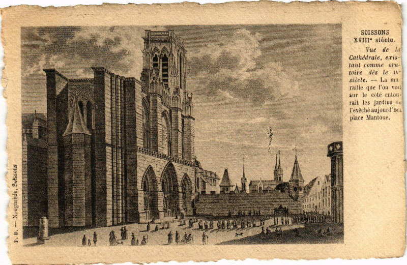 Carte postale ancienne Soissons Seicle vue de la cathedrale à Soissons