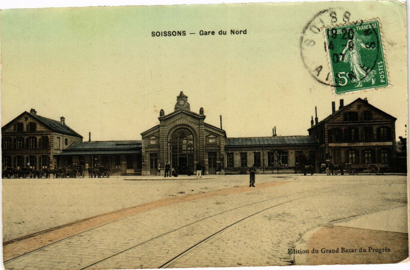 Carte postale ancienne Soissons Gare du nord à Soissons