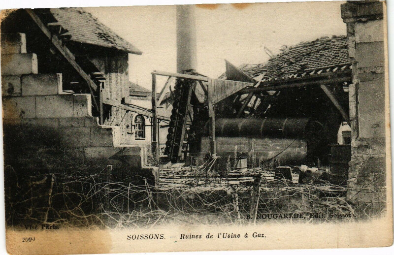 Carte postale ancienne Soissons Ruines de l'usine à Soissons