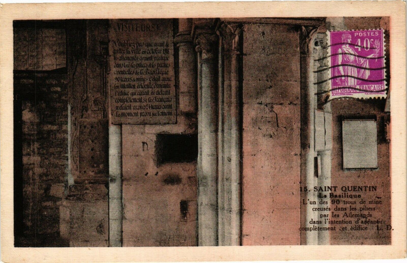 Carte postale ancienne Sainte Quentin La basilique
