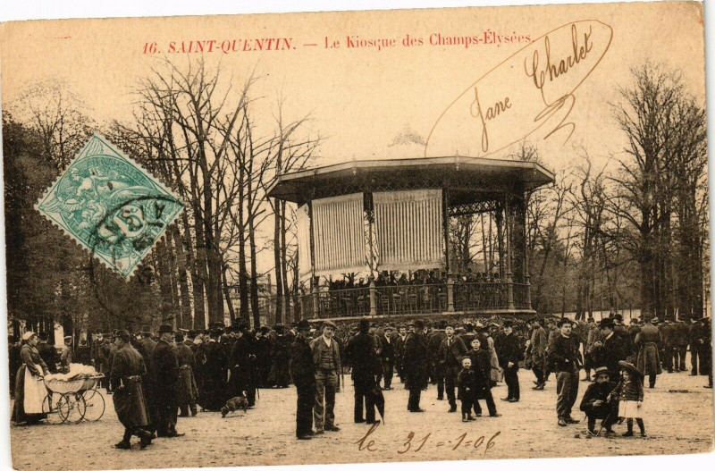 Carte postale ancienne Saint-Quentin Le kiosque des champs à Saint-Quentin