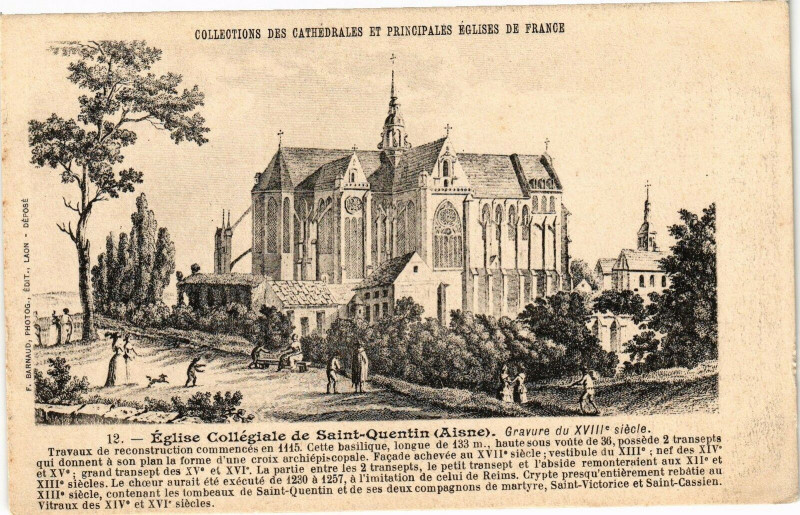 Carte postale ancienne Saint-Quentin Eglise collegiale de à Saint-Quentin