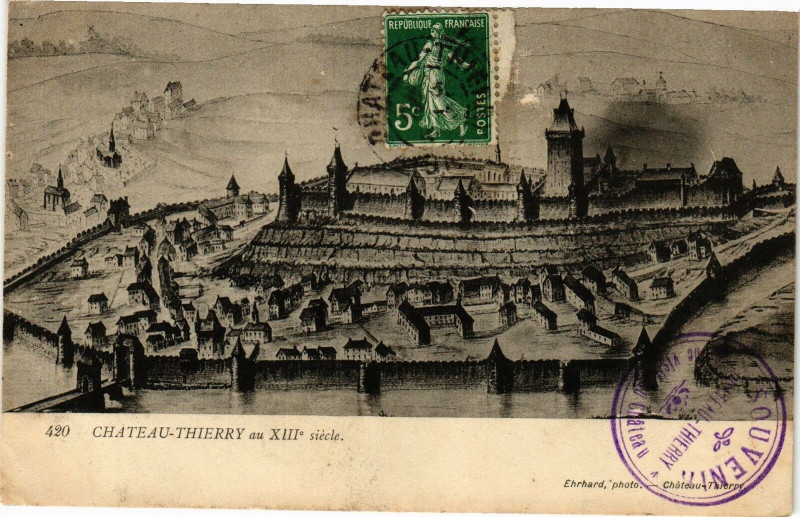 Carte postale ancienne Chateau-Thierry au Xiii siecle à Château-Thierry