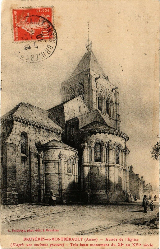 Carte postale ancienne Bruyeres-et Montberault Abside de l' Eglise ...