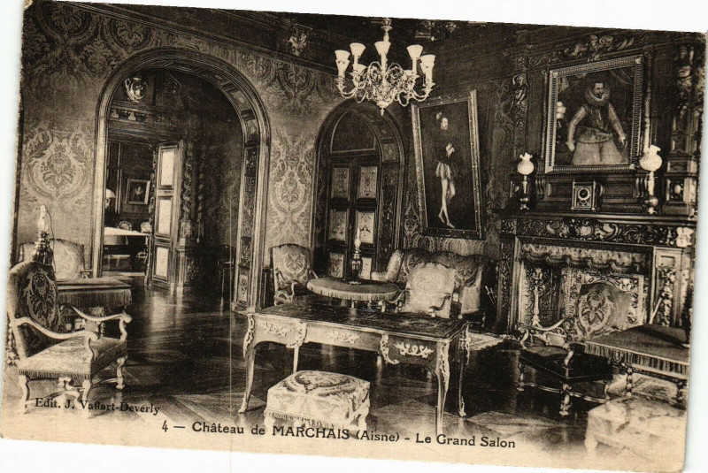 Carte postale ancienne Chateau de Marchais Le Grand Salon à Marchais