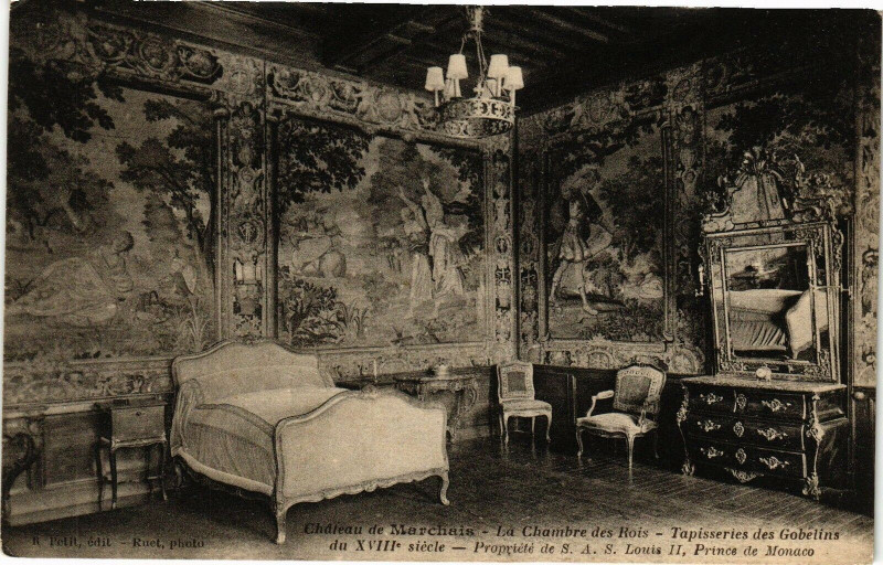 Carte postale ancienne Chateau de Marchais La Chambre des Rois Tapisseries des .. à Marchais