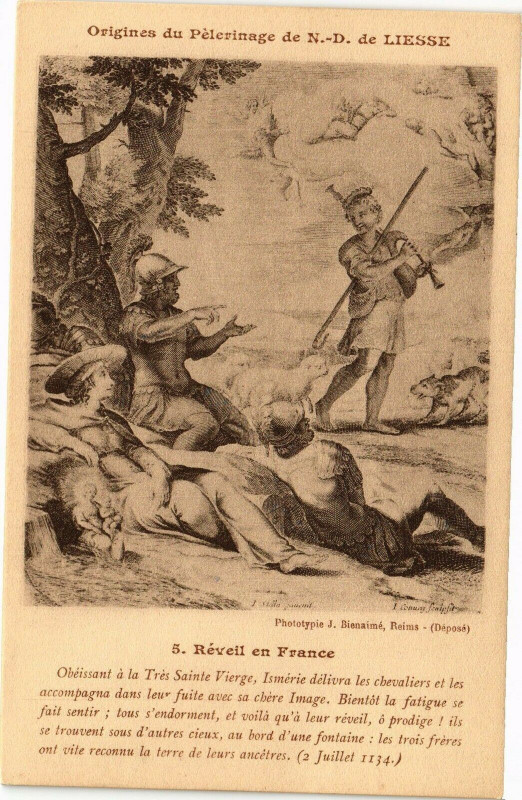 Carte postale ancienne Origines du Pelerinage de N-D. de Liesse Reveil en France