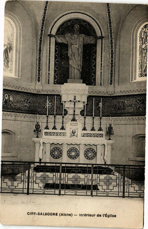 Carte postale ancienne Ciry-Salsonne Interieur de l' Eglise