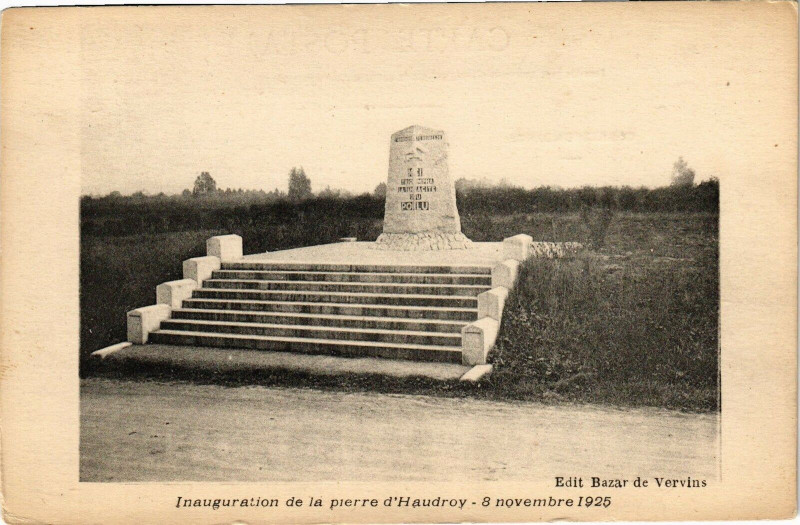 Carte postale ancienne Inauguration de la pierre d'Haudrox 8 novembre 1925