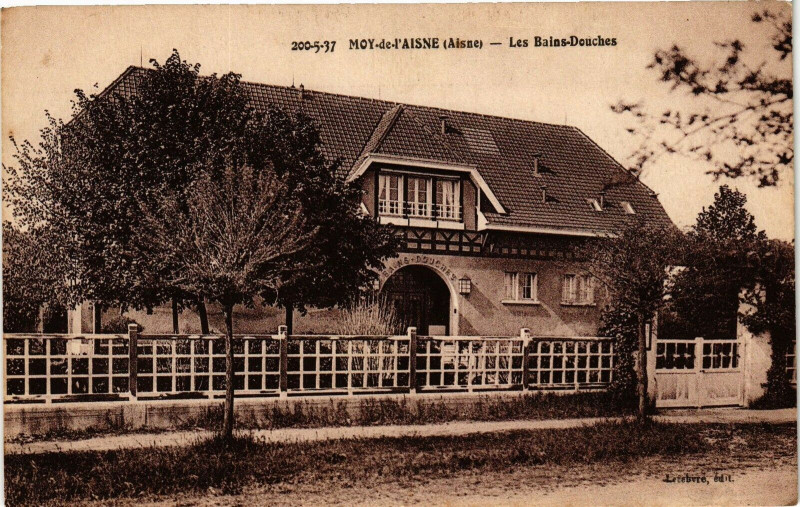 Carte postale ancienne Moy-de-l'Aisne Les Bains-Douches à Moÿ-de-l'Aisne