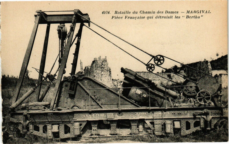 Carte postale ancienne Bataille du Chemin des Dames Margival Piece Francaise qui ... à Margival