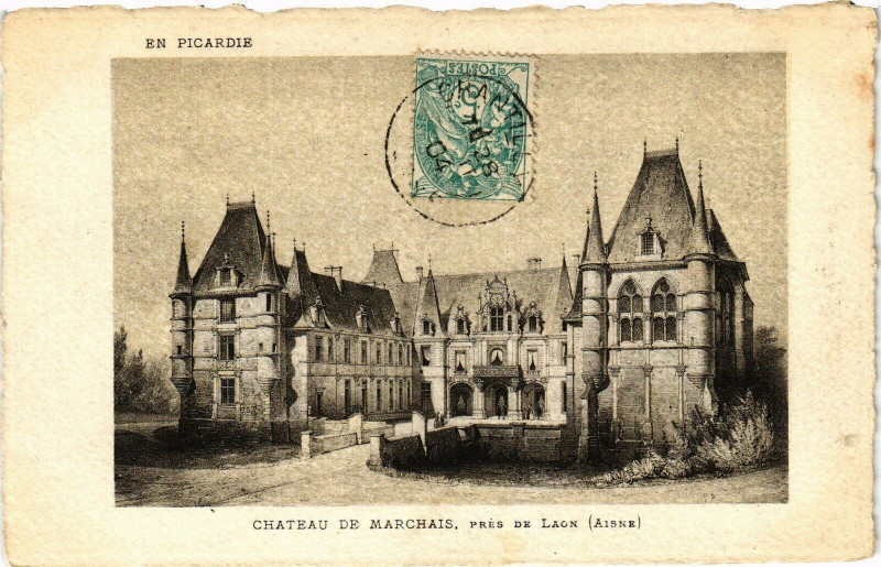 Carte postale ancienne Chateau de Marchais , pres de Laon à Marchais