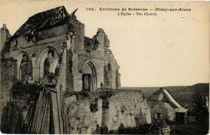 Carte postale ancienne Environs de Soissons Missy-sur-Aisne L' Eglise The Church à Soissons