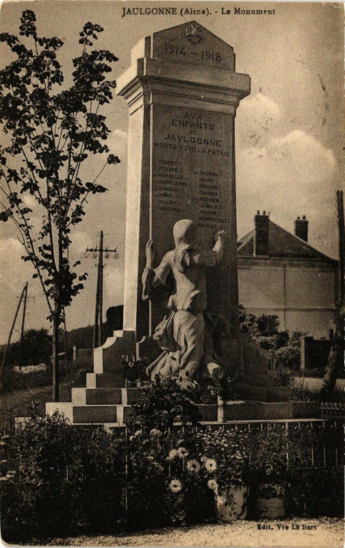 Carte postale ancienne Jaulgonne La Monument à Jaulgonne