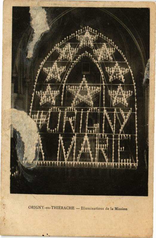 Carte postale ancienne Origny-en-Thierache Illumination de la Mission à Origny-en-Thiérache