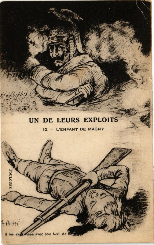 Carte postale ancienne Un de Leurs Exploits L'Enfant de Magny