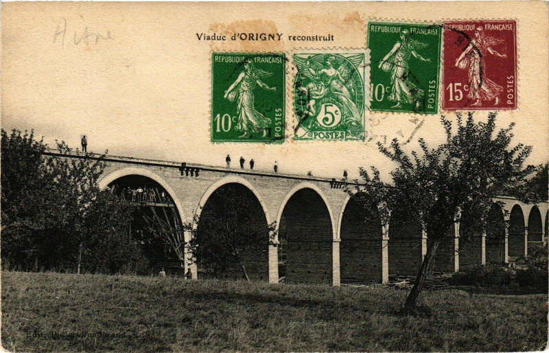 Carte postale ancienne Viaduc d'Origny reconstruit