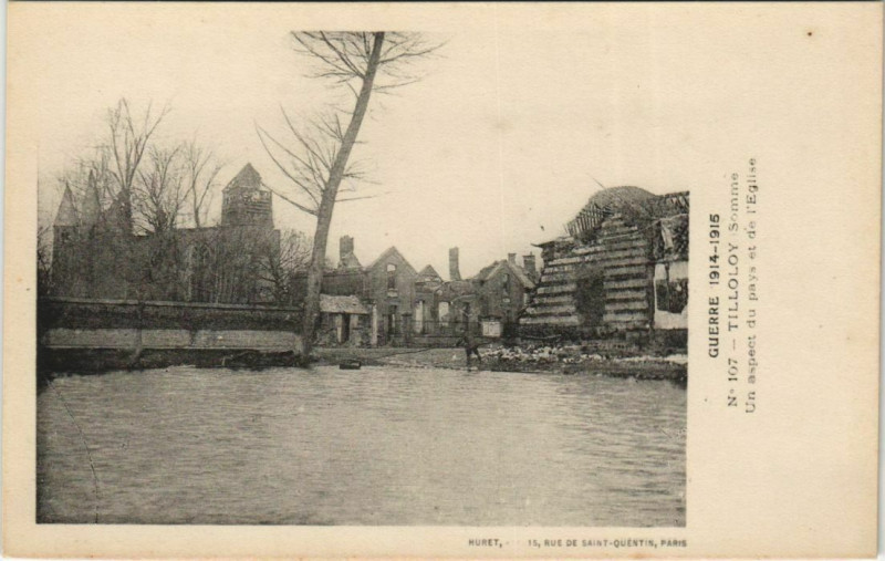 Carte postale ancienne Guerre Military Tilloloy Un Aspect du pays à Tilloloy