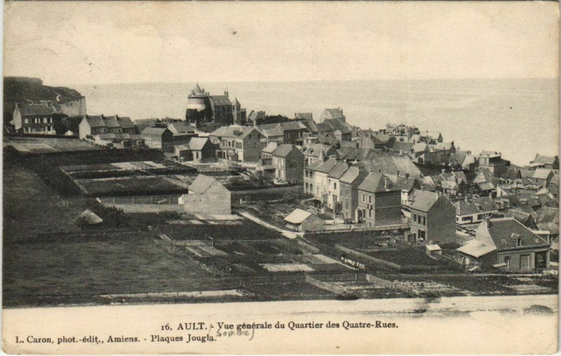 Carte postale ancienne Ault Vue générale du Quartier des Quatre-Rues à Ault